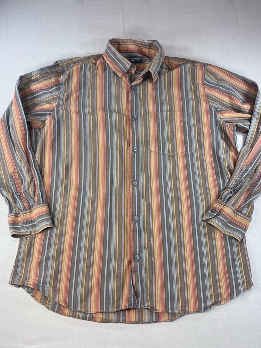 Banana Republic Men’s L Multi Stripe Long Sleeve Button Down 100% Cotton Shirt